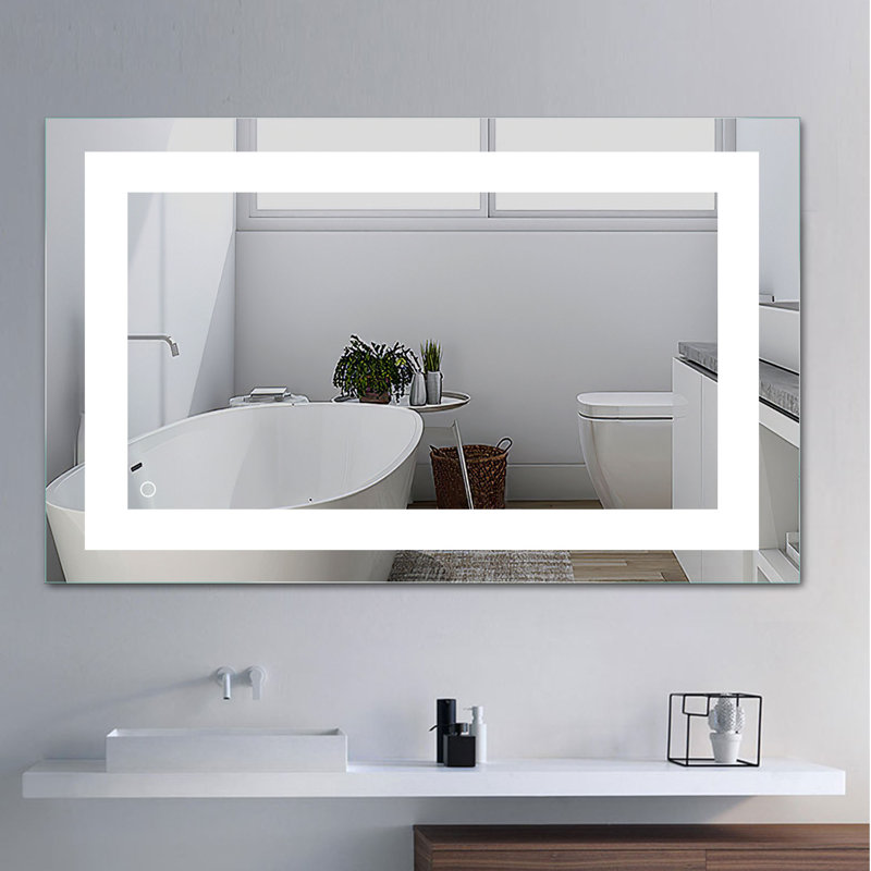 Orren Ellis Monaco Frameless Lighted Bathroom/Vanity Mirror & Reviews